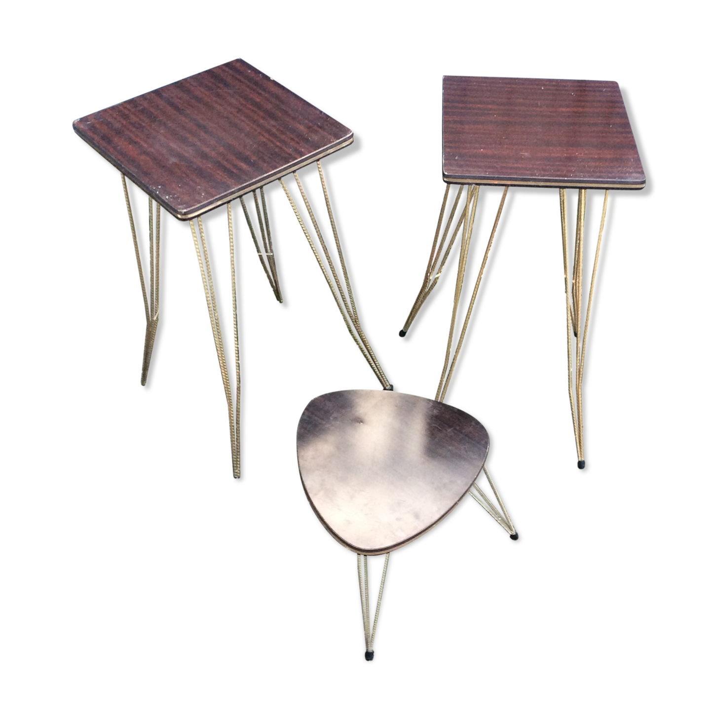 Lot of 2 tables low and door plants vintage formica