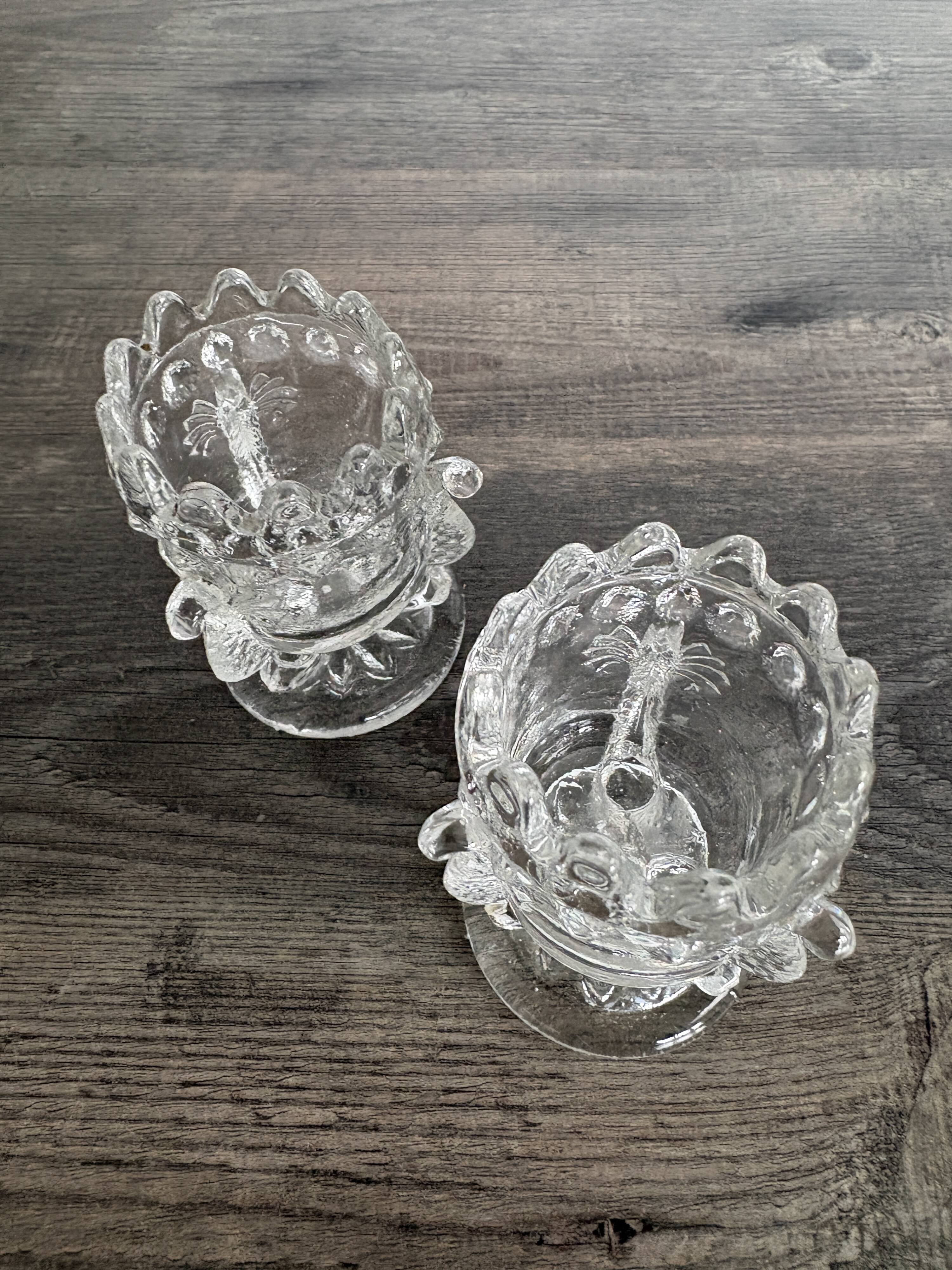 Pair of antique moulded glass egg cups