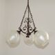 French Vintage 3 Light Bronze Effect Chandelier - Opaque Glass Ball Shades