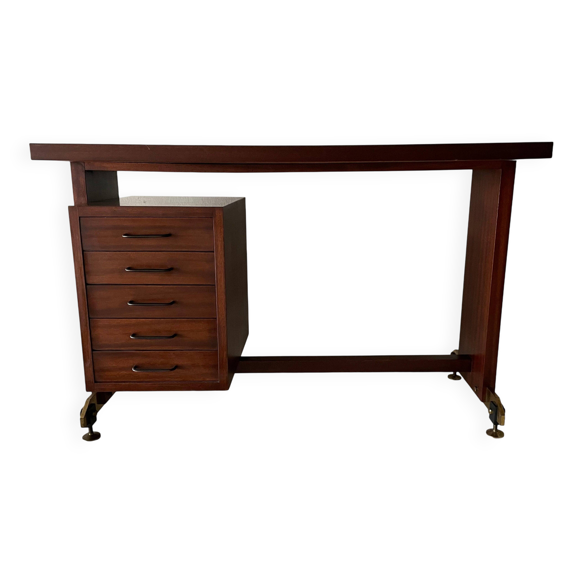 Mid-century modern Italian desk with 5 drawers, 1960s, Italy