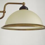 French Mid Century Bronze Effect Metal Double Billiard Light Glass Shades