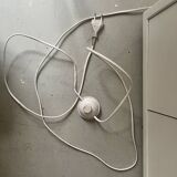 Modernist wall lamp with white metal shade, design by C. Grandidier.