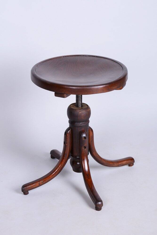 Art Deco Piano Swivel Stool in Beech from Thonet, Czech, 1930s