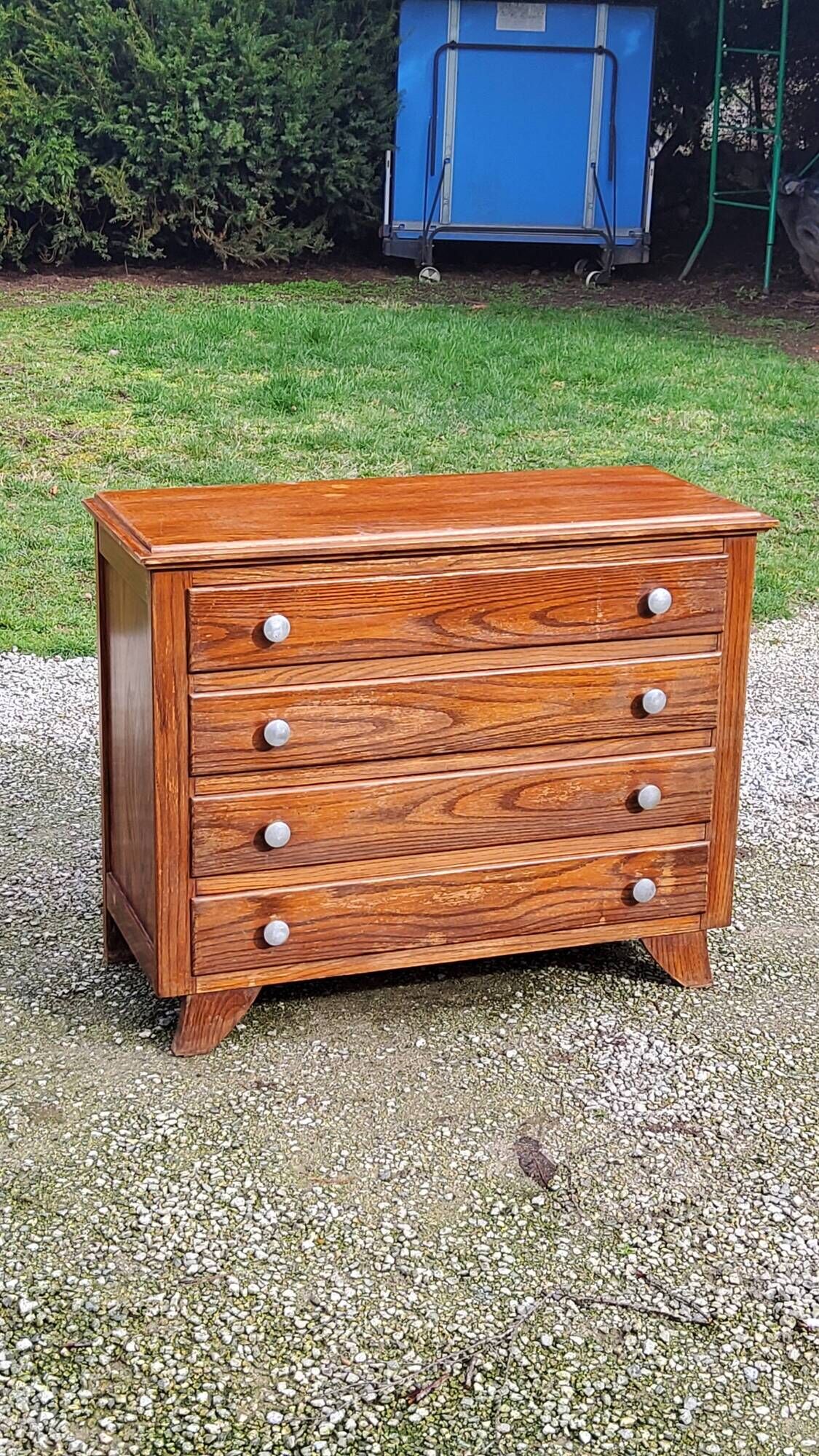 Vintage oak chest of drawers from the 50s compass feet 4 drawers