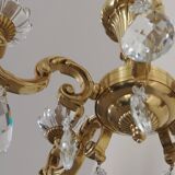Solid bronze chandelier with crystal pendants and bobeches - Lucien GAU