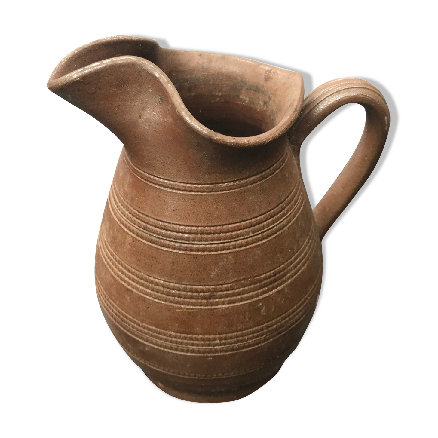 Former PITCHER BONNY Brown Sandstone Light Ciselé 70s FRANCE Vintage