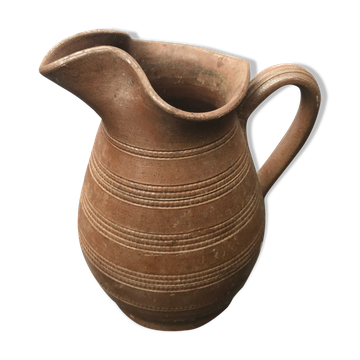 Former PITCHER BONNY Brown Sandstone Light Ciselé 70s FRANCE Vintage