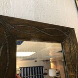 Brutalist mirror in copper and tin circa 1960