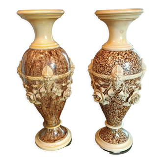 Vases en faïence jaspé d'Apt de Léon Sagy