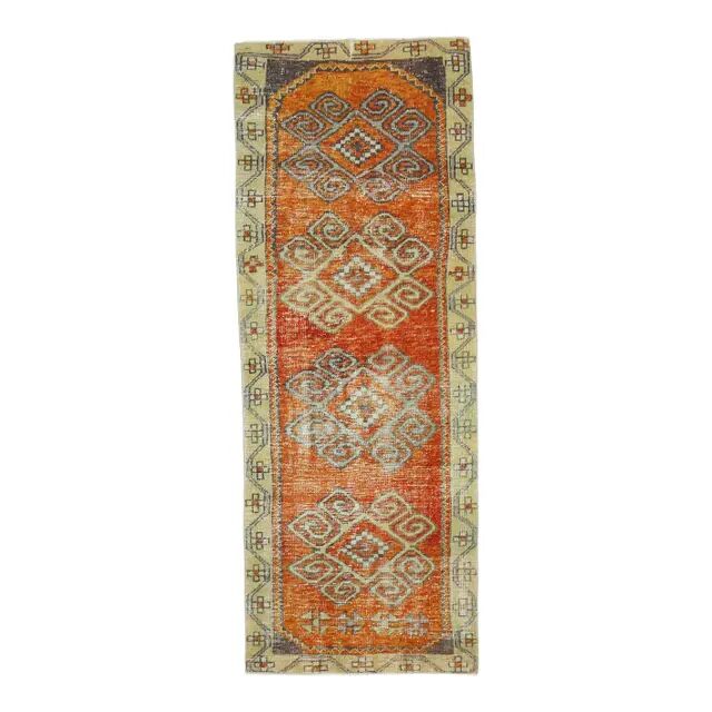 Vintage Turkish Oushak Handmade Wool Runner 83x225