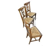 4 x elm dining chair with a carved back frame in a rosette / France / 1890-1900
