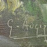 Augizeau Gabriel Large Oil on Canvas Signed Titled Sigournais Vendée