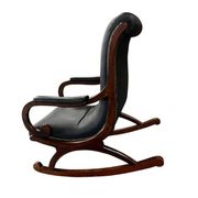 Fauteuil à bascule vintage en cuir noir