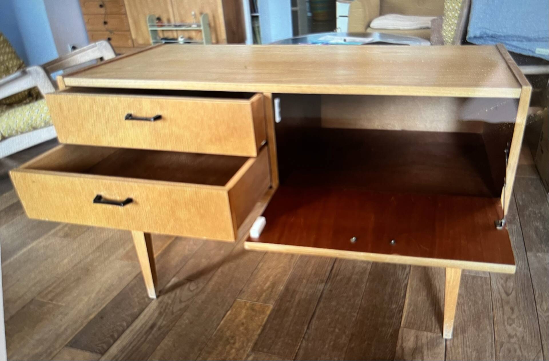 Light wood compact vintage sideboard