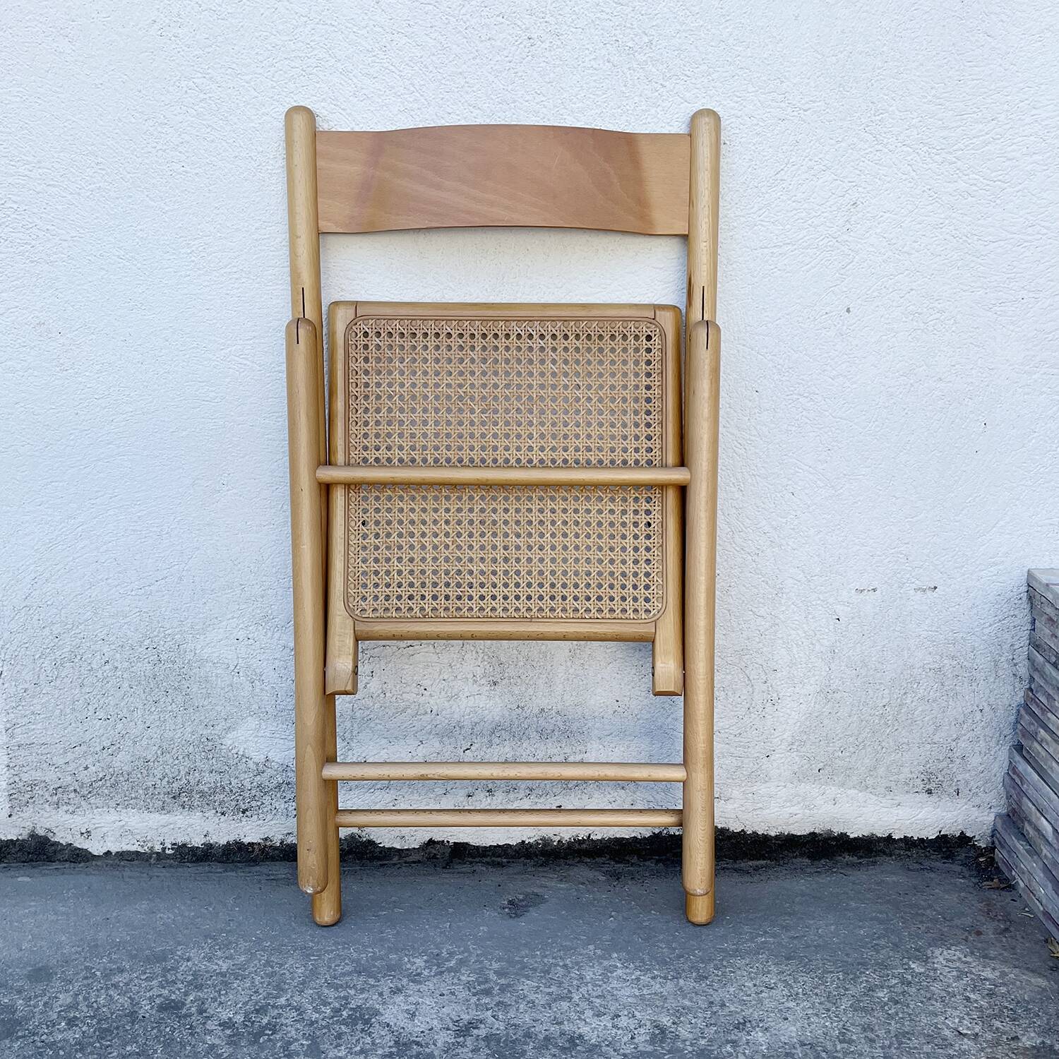 Vintage cane folding chair 80 Habitat