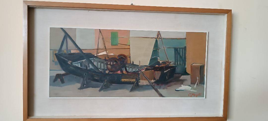 Marine painting oil on panel signed 50s/60s