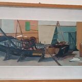 Marine painting oil on panel signed 50s/60s