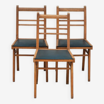 Série de 3 chaises vintage piètements compas -1950s