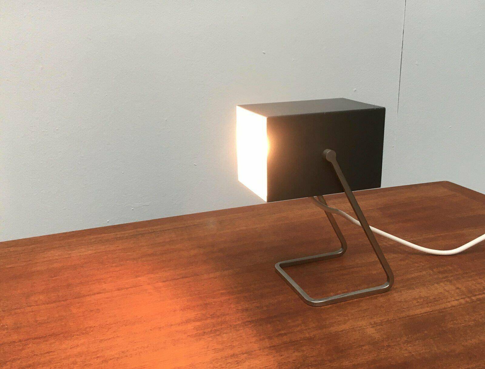 Mid-century German cube table lamp by Kaiser Idell Leuchten.