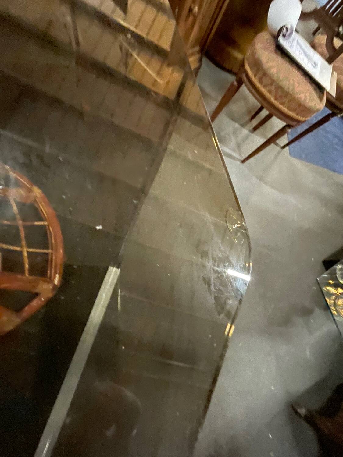 Bamboo leg & smoked glass table