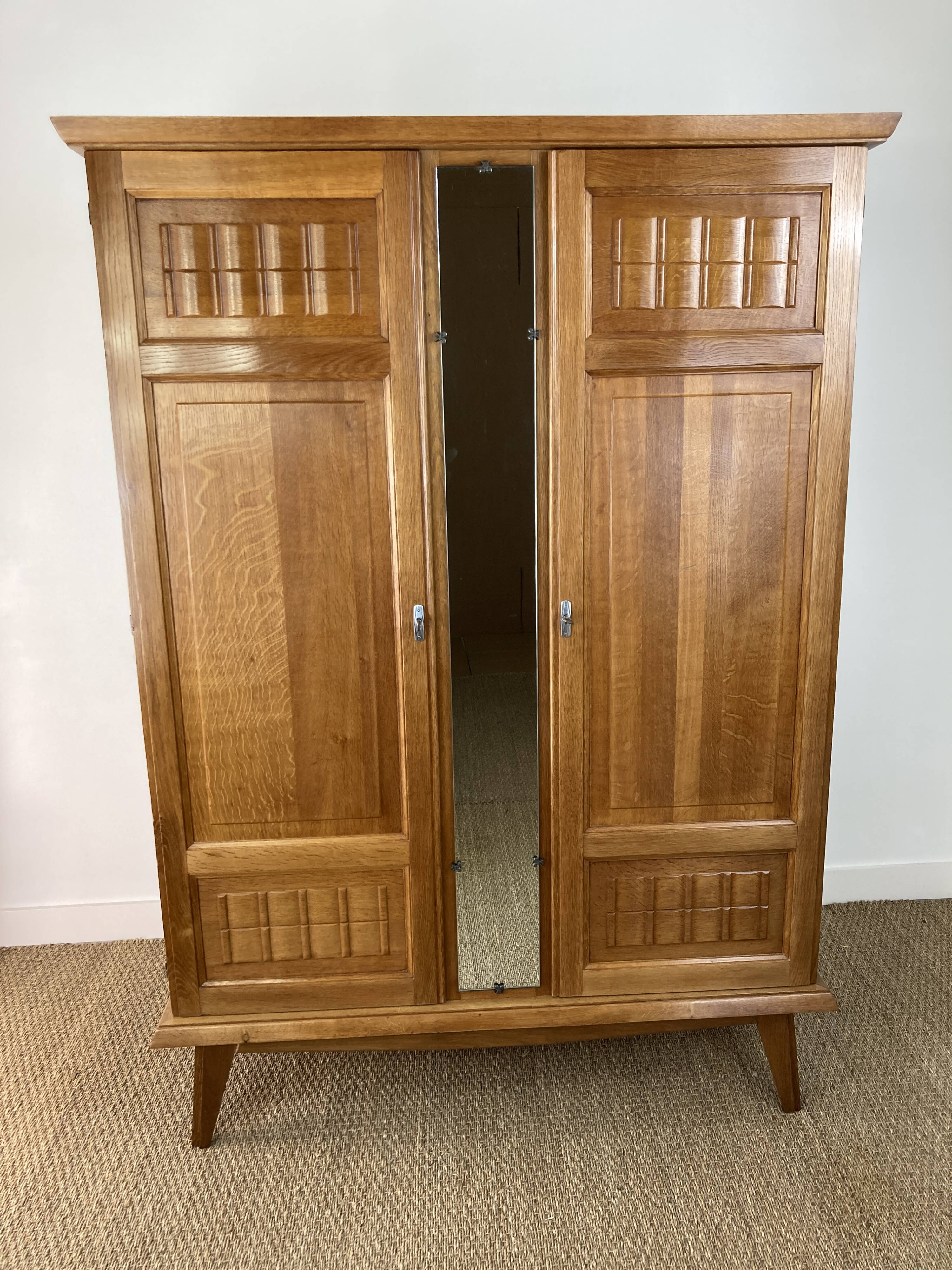 Art Deco wardrobe in solid oak restored – 1930s-1940s