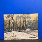 Huile sur panneau paysage vintage
