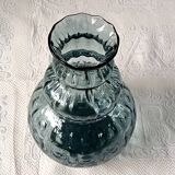 Large vintage smoked optical glass vase, Italy 1950