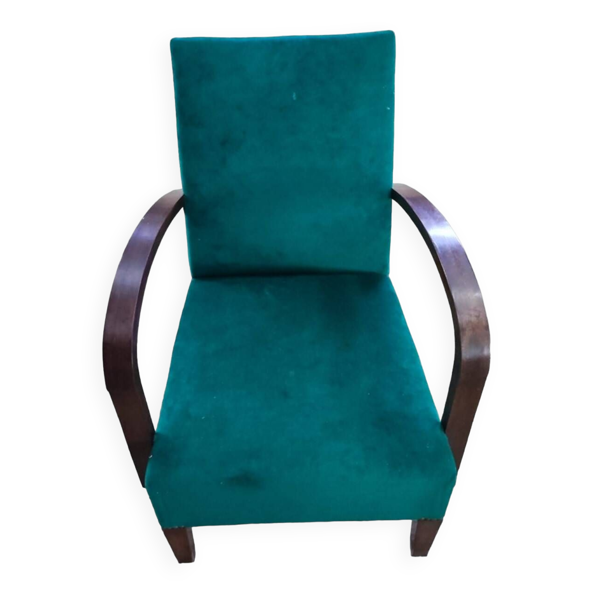 Vintage bottle green armchair in velvet fabric, 1960s-1970s
