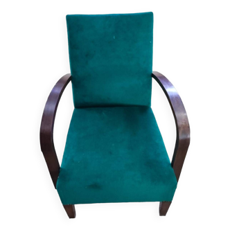 Fauteuil vintage vert bouteille en tissu en velours, années 1960-1970