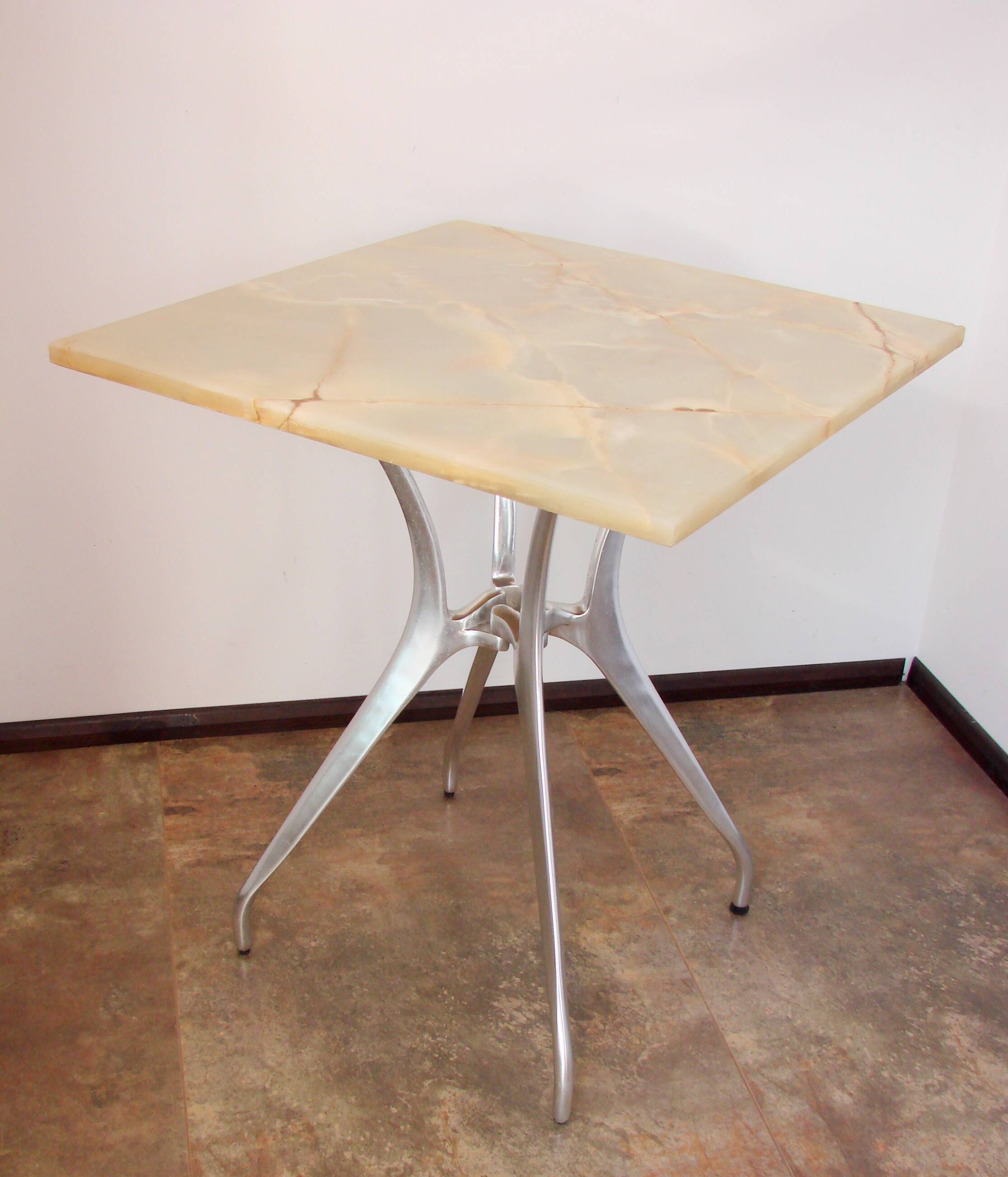 Modernist stone table from the 1970s – aluminum, vintage