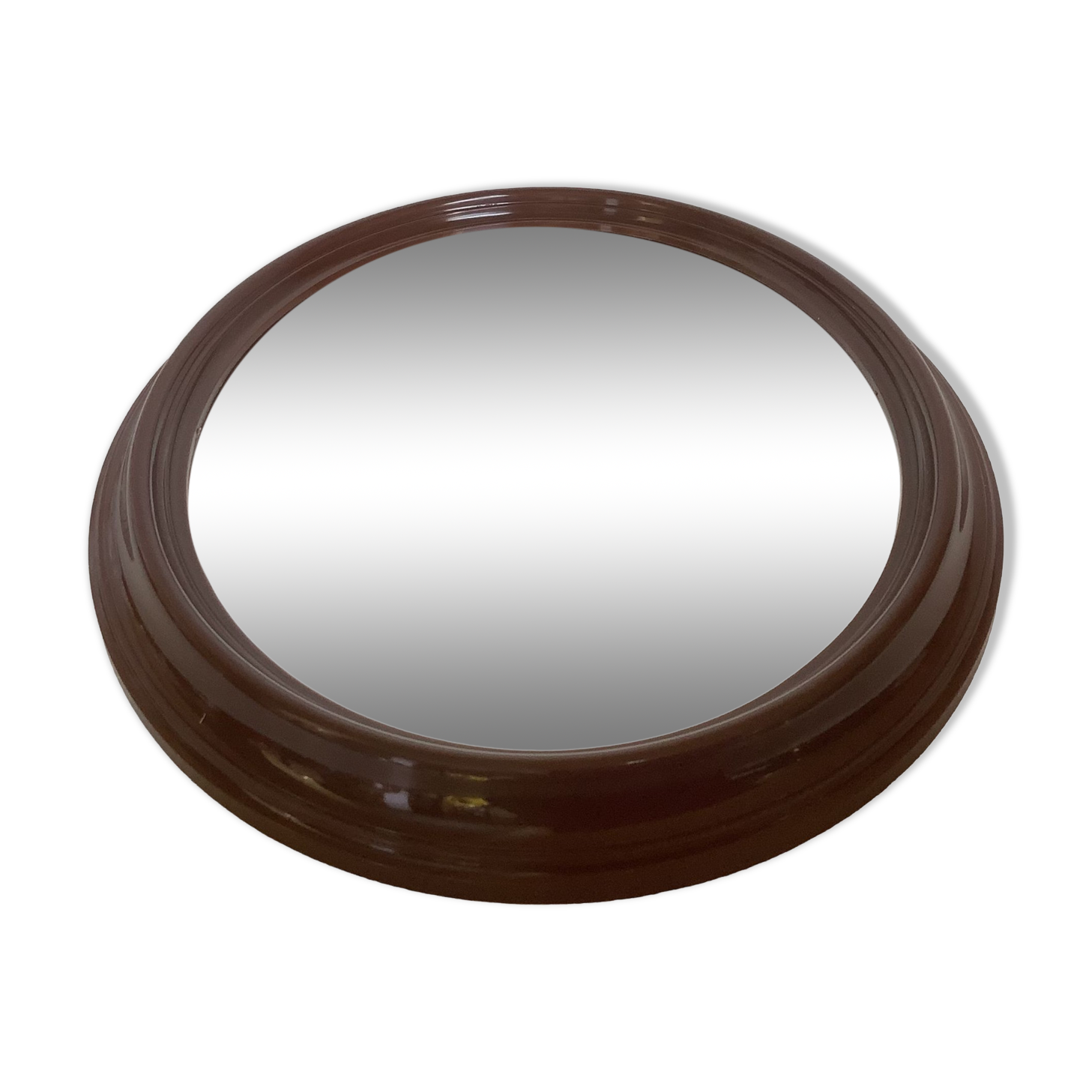 Brown plastic oval mirror made in belgium