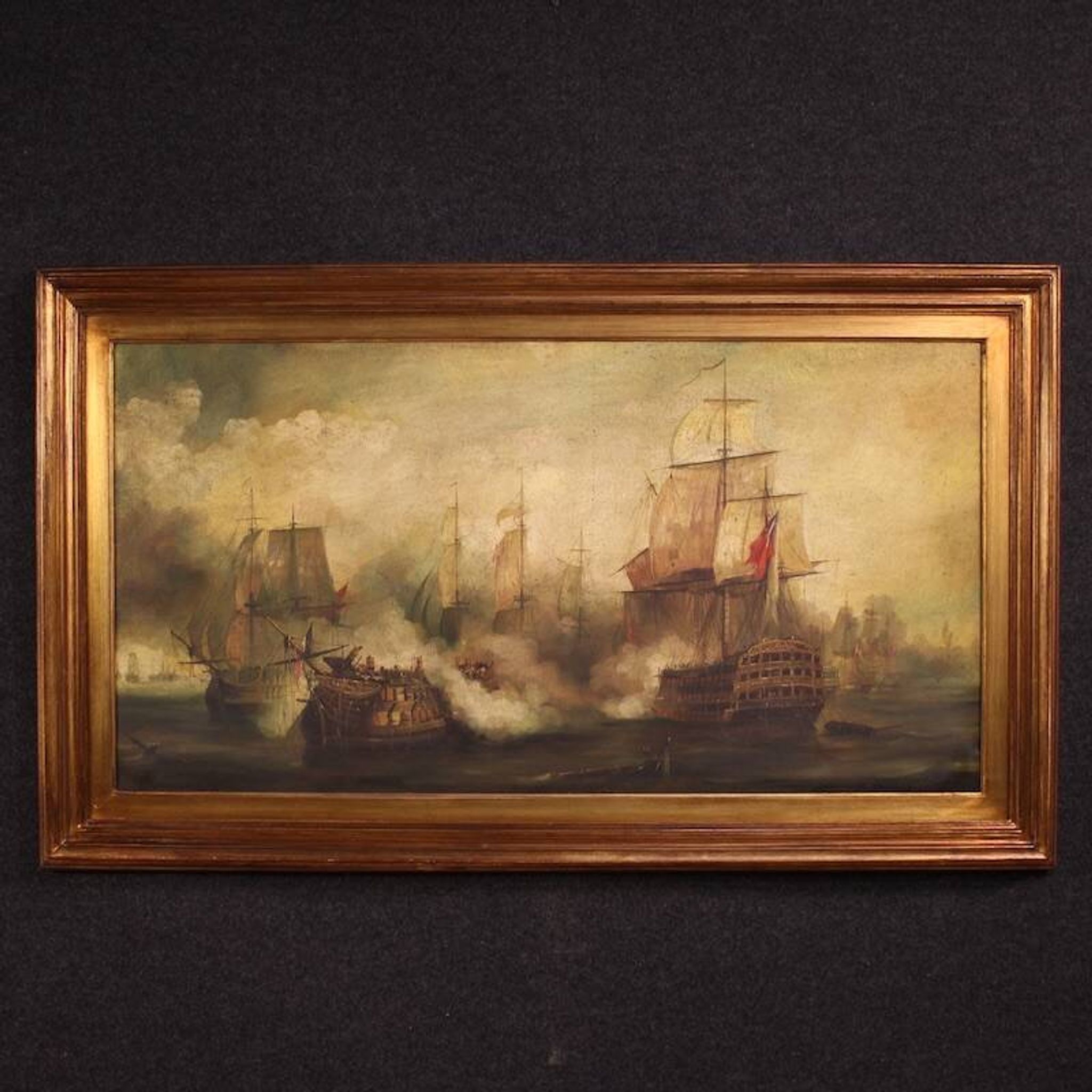 20th century French seascape painting Battle of Trafalgar