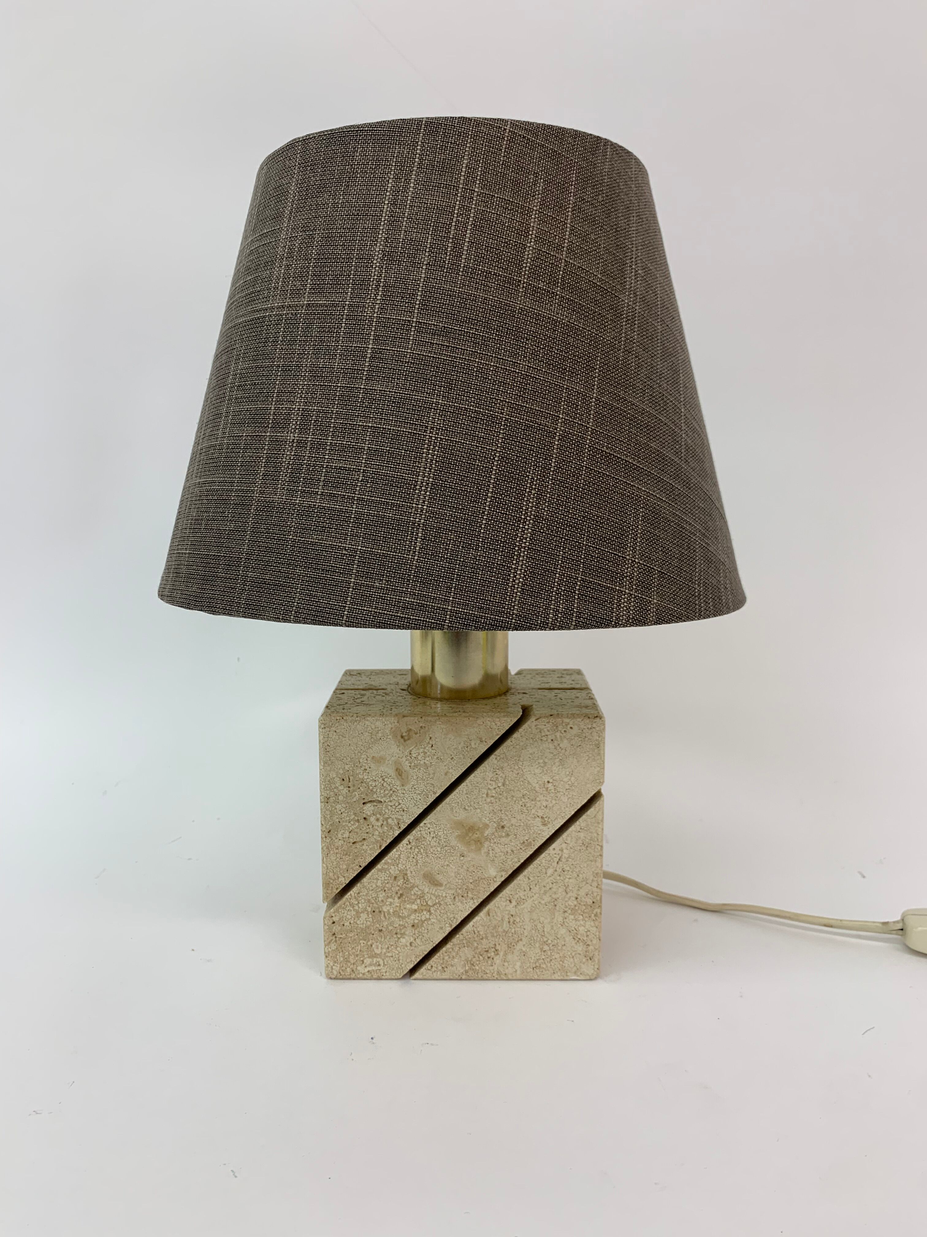 Travertine table lamp with golden details, 1970’s