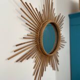 Vintage rattan sun mirror
