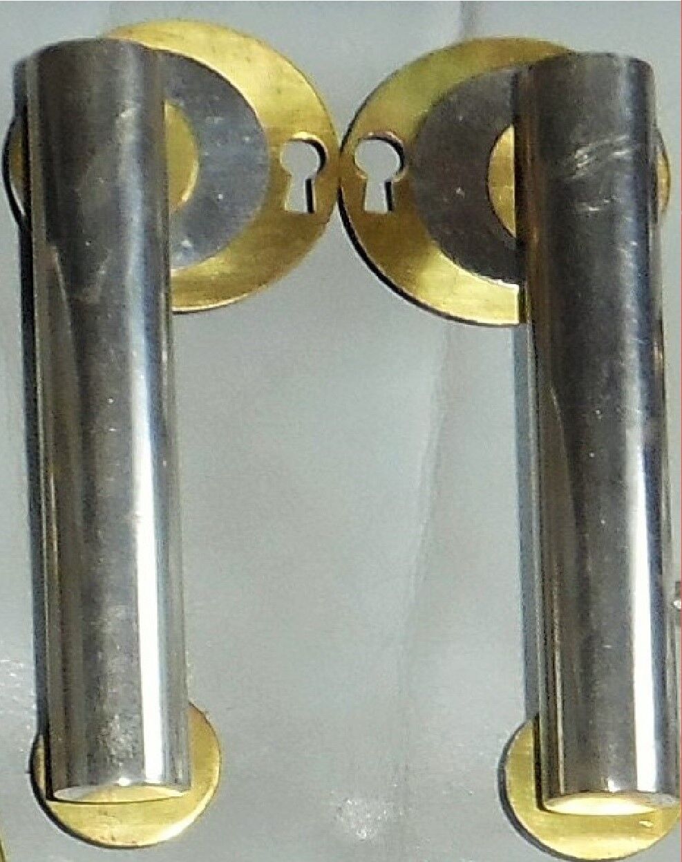 Pair of nickel-plated art deco furnishing handles