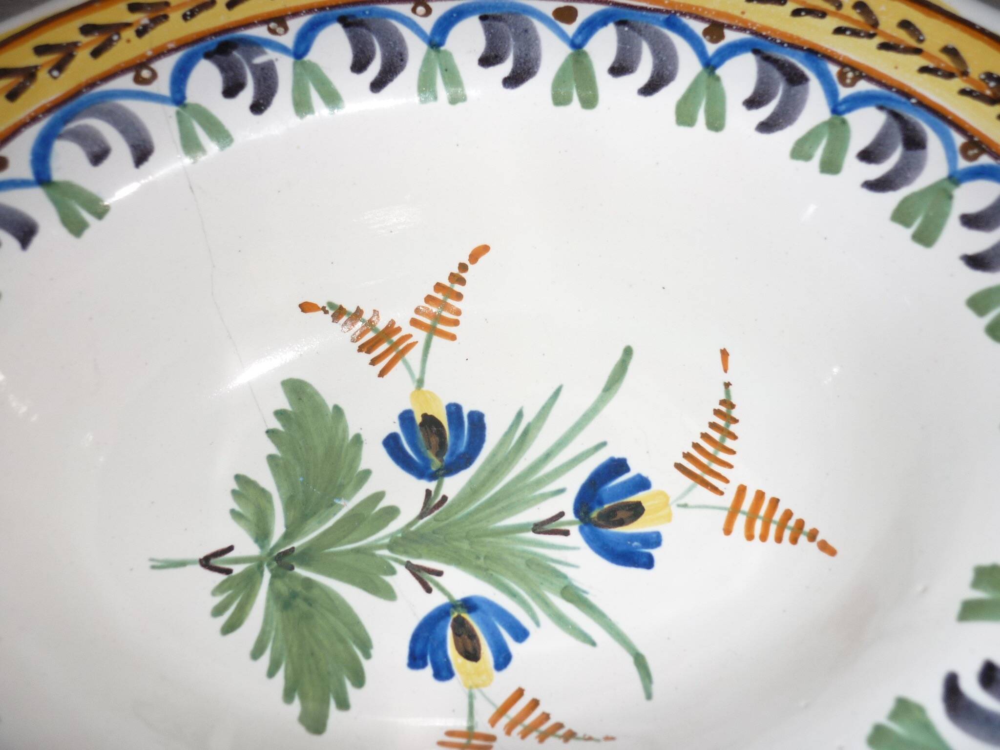 Old beard dish repair with staples