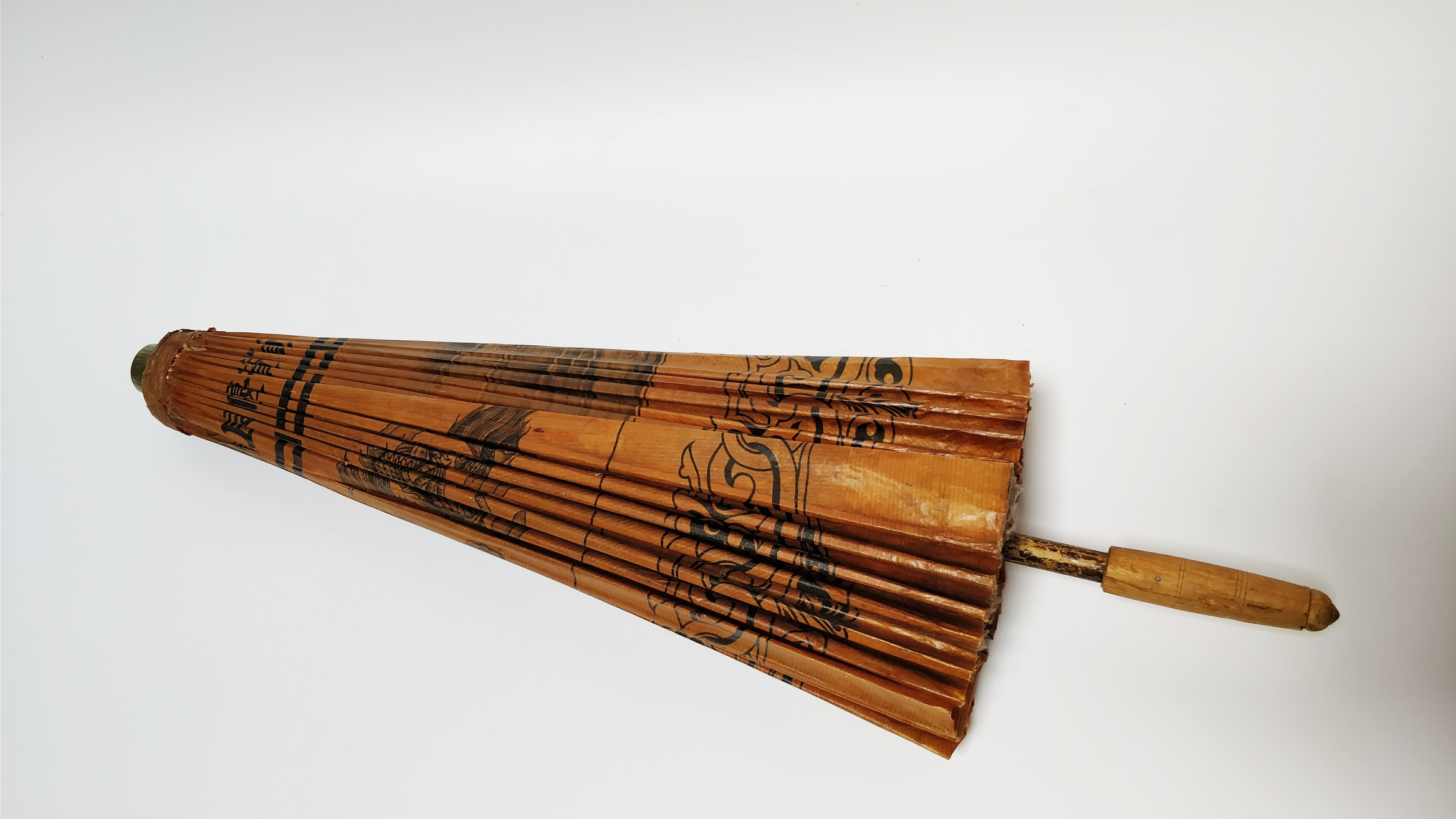 Asian paper and rattan umbrella