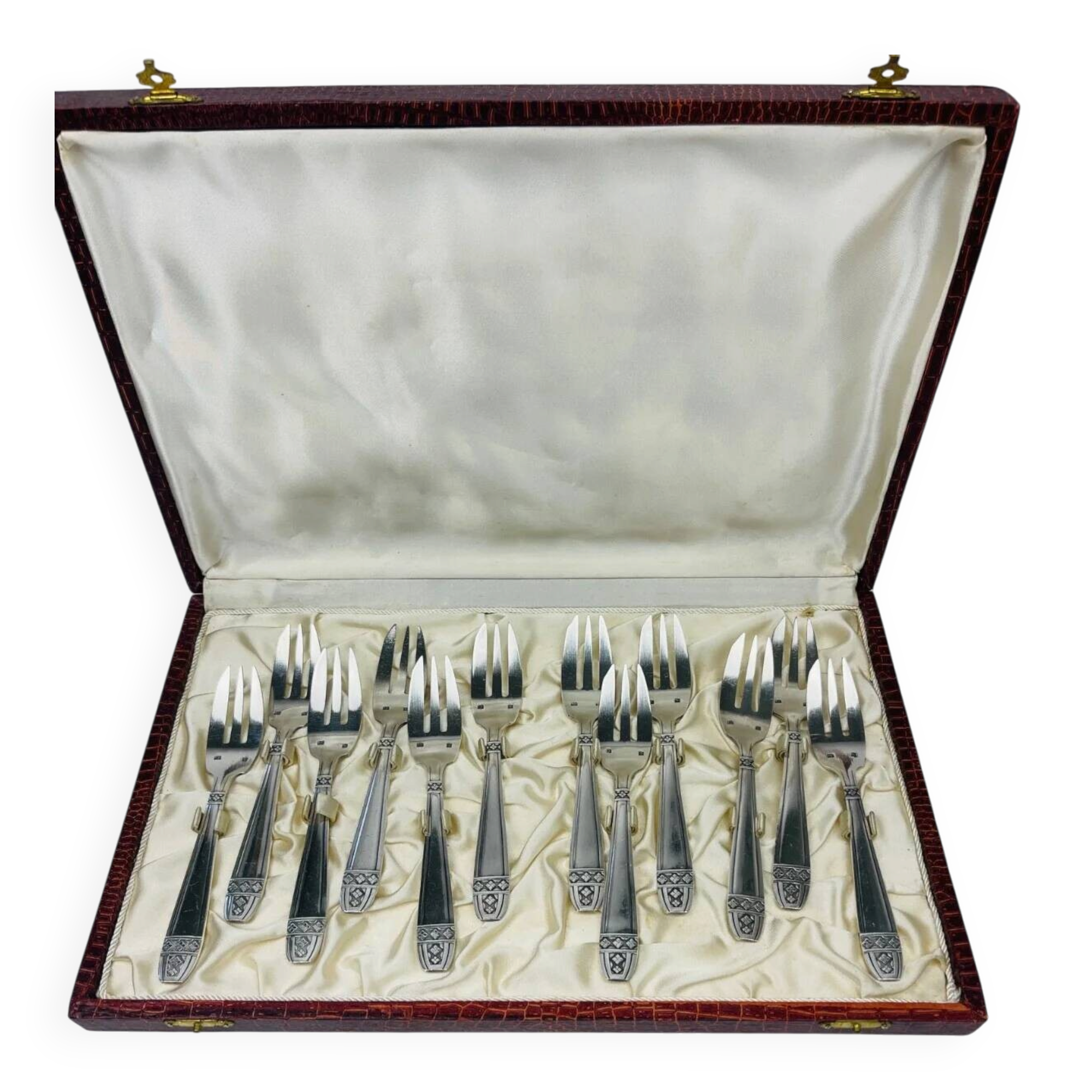 Coffret de 12 fourchettes à gâteaux modèle Grand Prix de Monaco