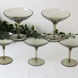 Set de 5 coupes en verre fumé