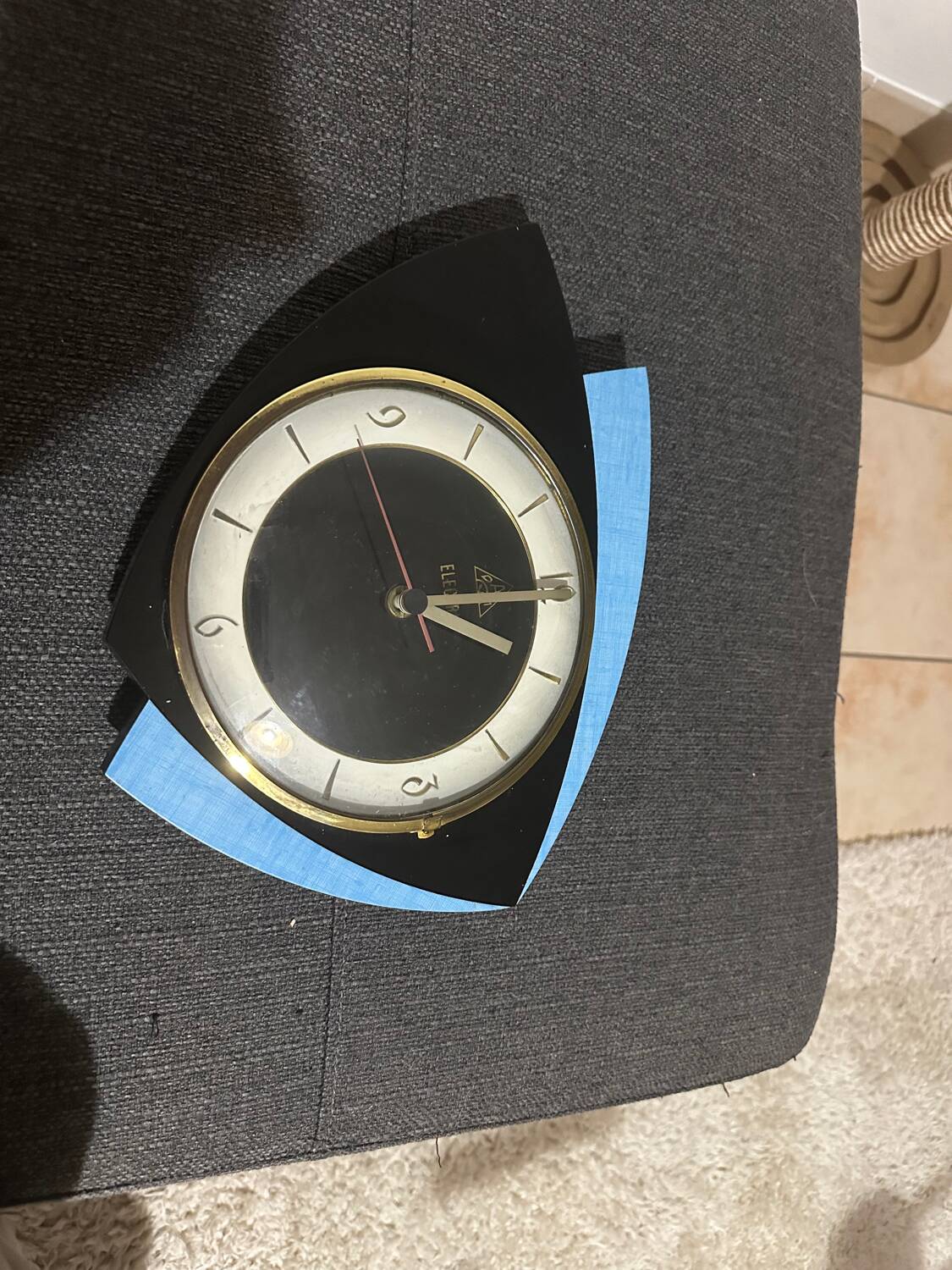 Formica vintage wall clock 70s DAM electic blue black