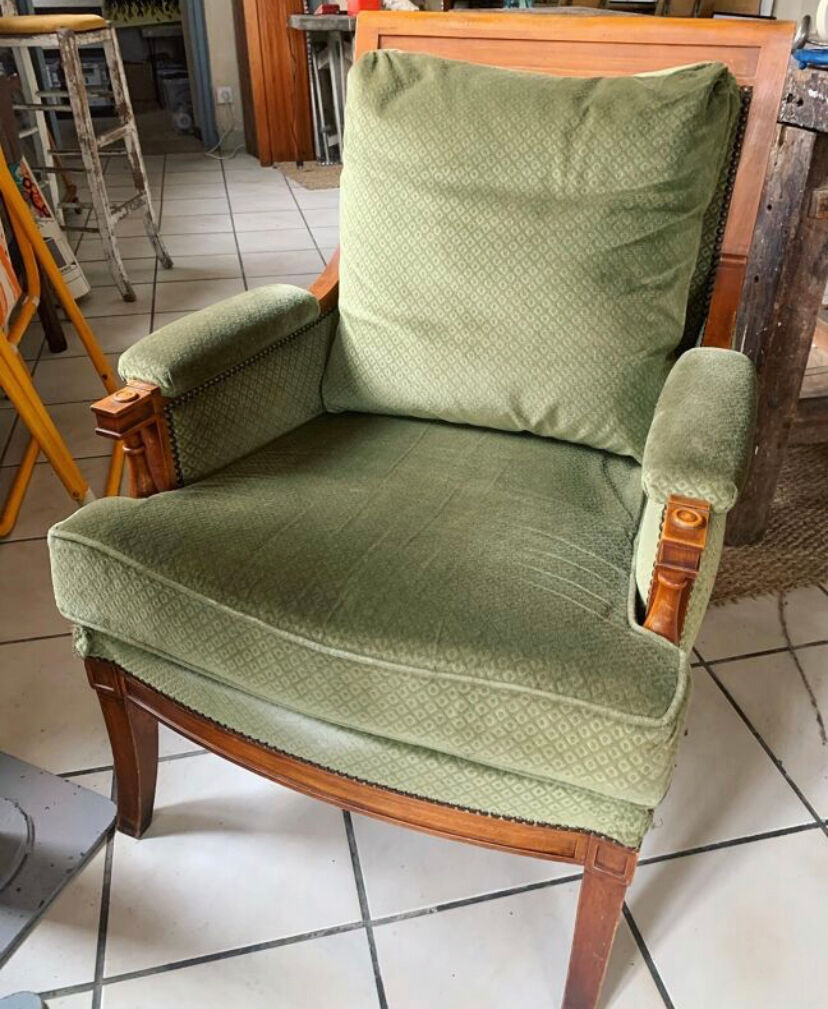 Green "Bergère" armchair