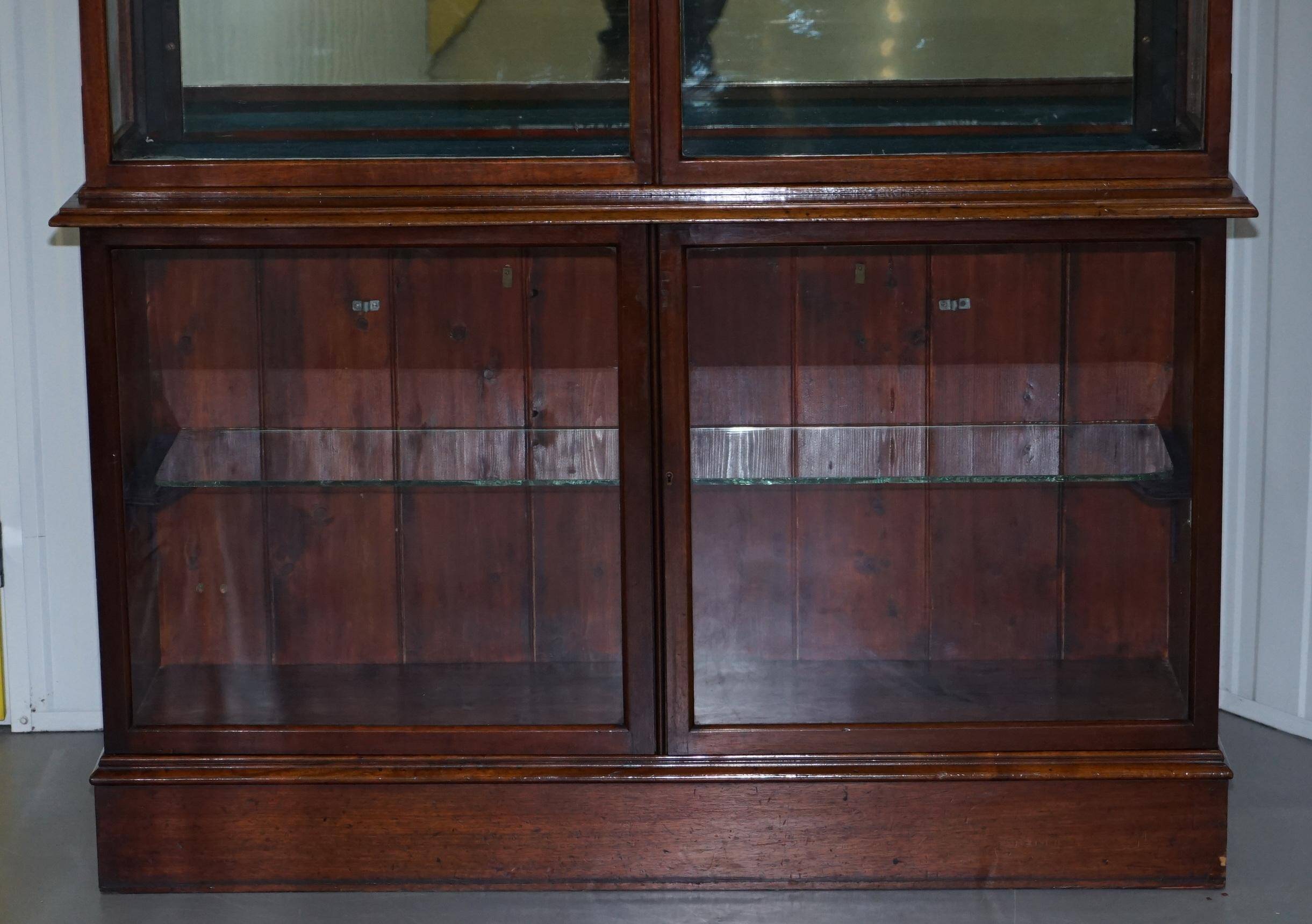 Rare glass-fronted Victorian apothecary cabinet.