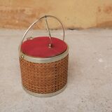 Vintage rattan ice bucket by Kraftware N.Y.C.