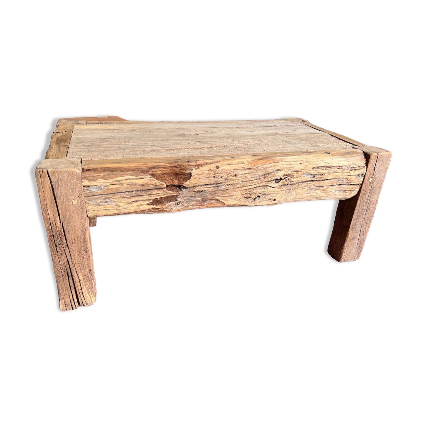 Artisanal vintage coffee table in solid wood