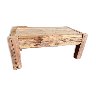 Artisanal vintage coffee table in solid wood