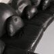 Organically shaped post-modern sectional sofa in black leather