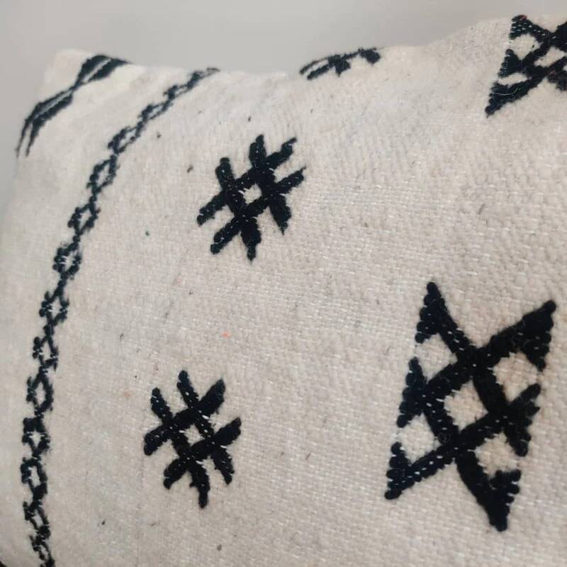 Black and white Moroccan bohemian cushion