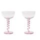 Pair of spiral champagne glasses in pink