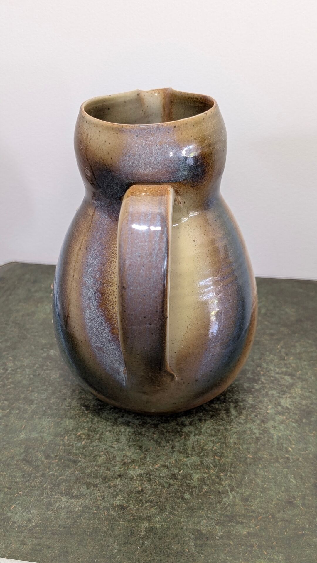Glazed stoneware pitcher signed JM – Jean-Marie Delahaye – Relief decoration