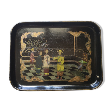 Asian lacquered wood top - late 19th / early 20th century